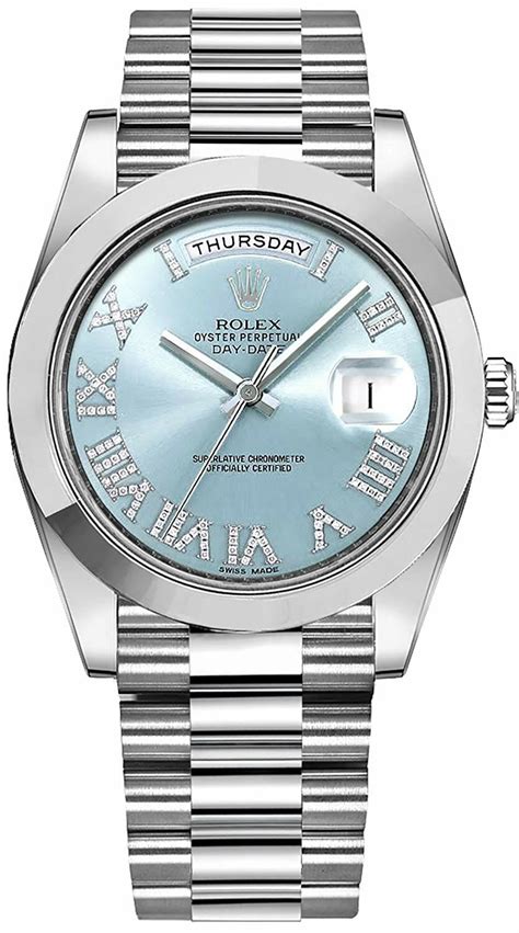 rolex platin day date 41|rolex diamond set watch.